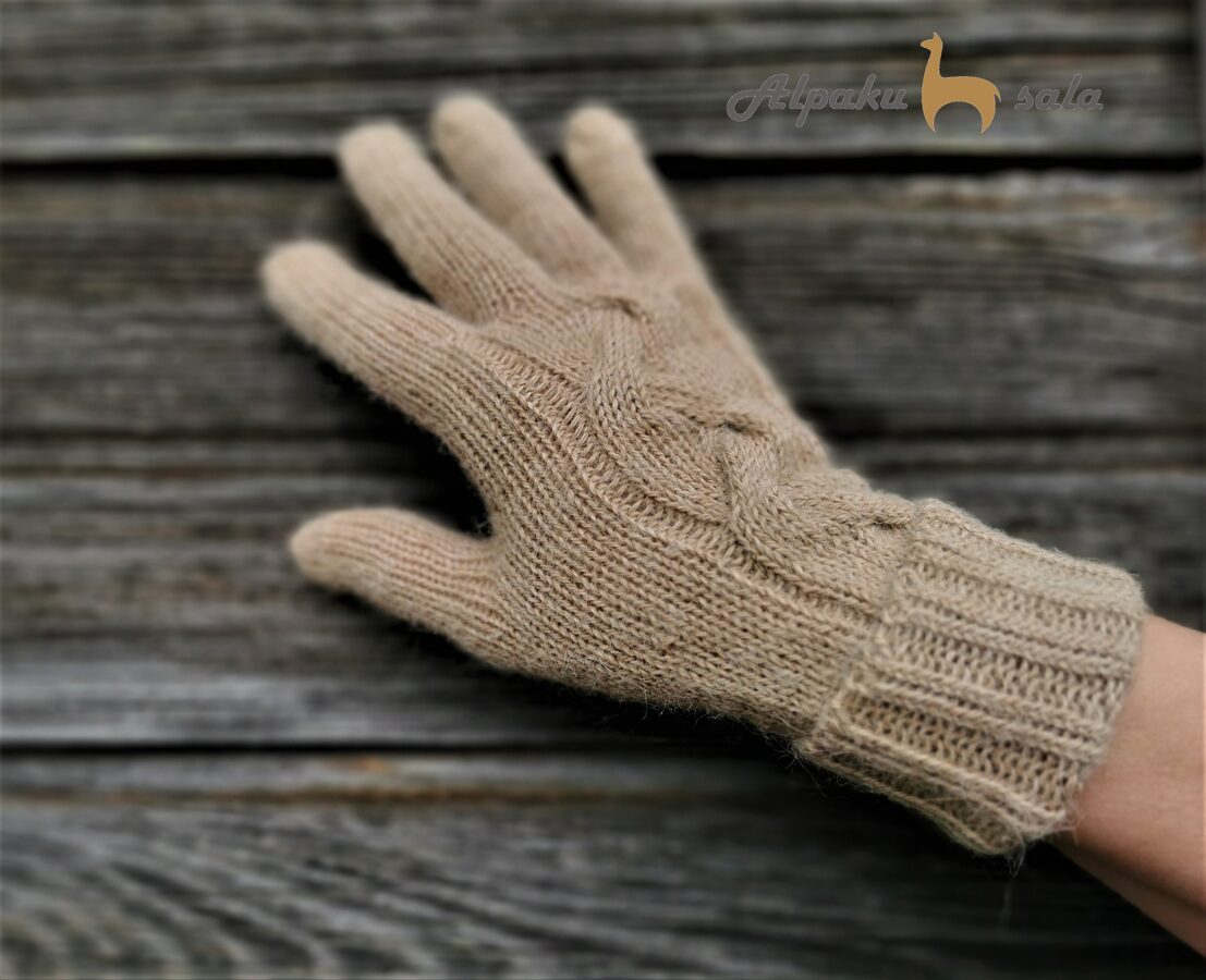 женские перчатки Косички, 100% альпака