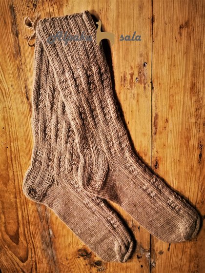 тонкие вязаные мужские носки Рельеф, 100% альпака